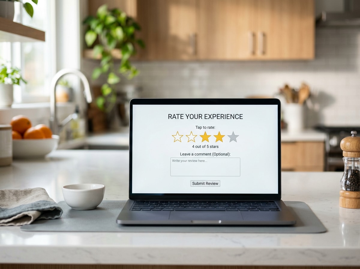 Homeowner reviewing general contractor ratings and reviews on a laptop