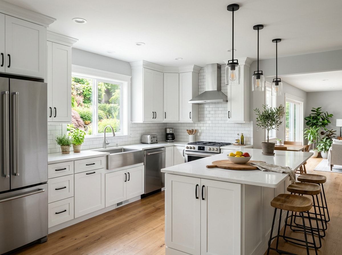 Finished kitchen remodel with new cabinetry and countertops in a Tracy, CA home