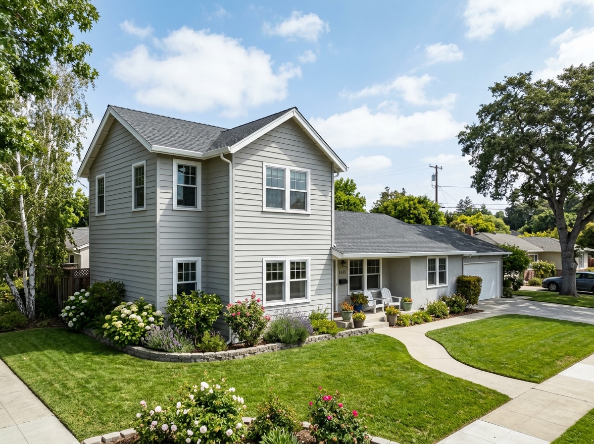 Completed two-story home addition with matching siding in Elk Grove, CA