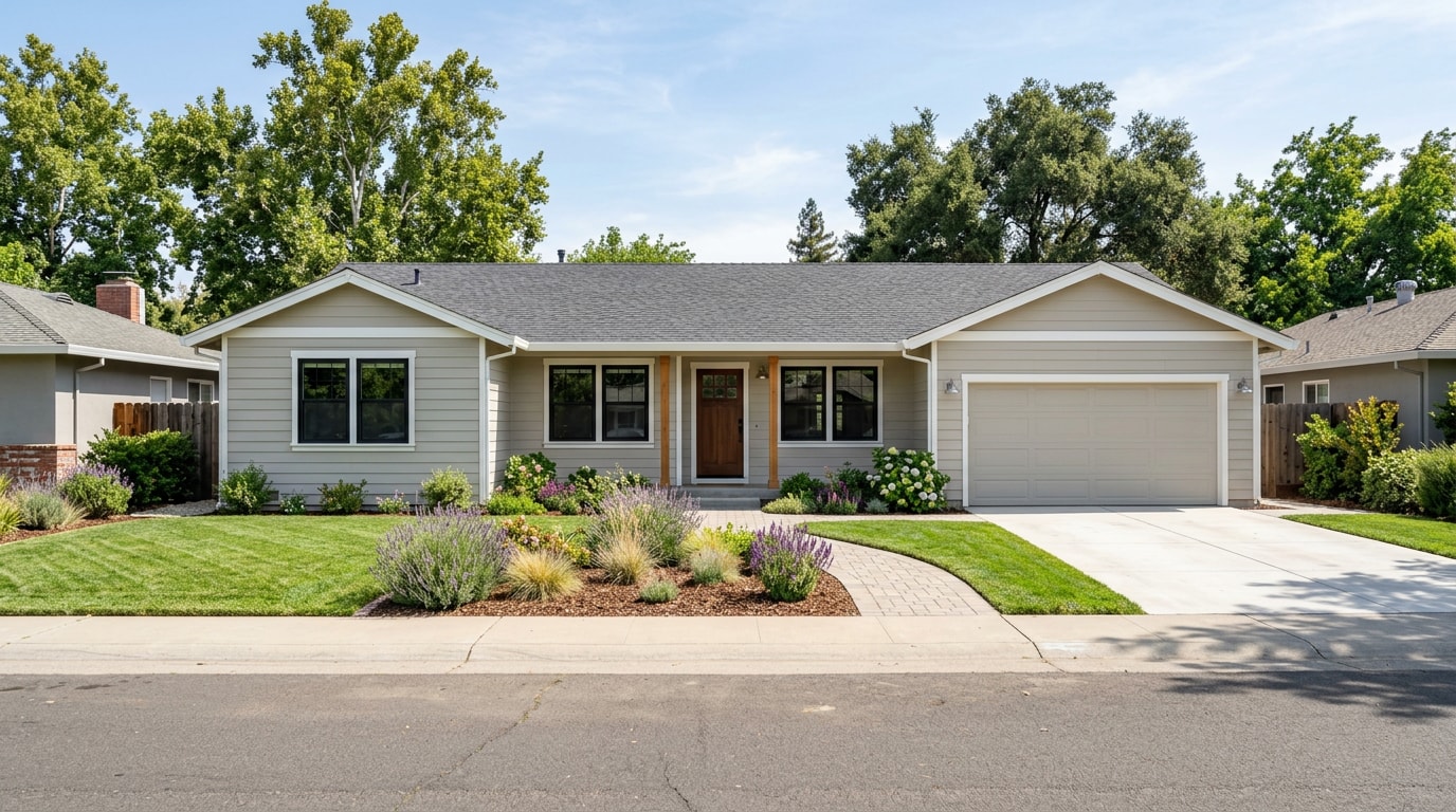 finished residential remodel exterior of a home in Woodbridge, CA