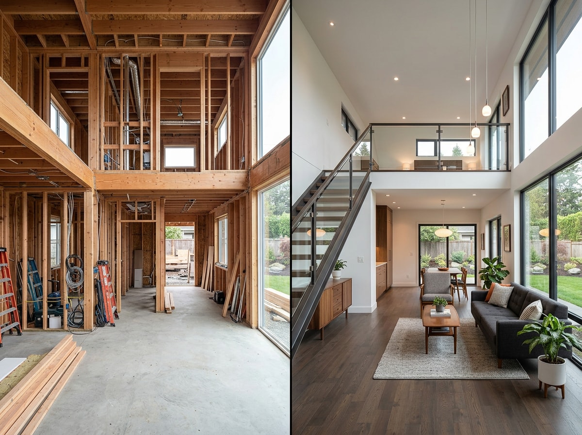 Before and after turnkey construction renovation showing a streamlined project timeline