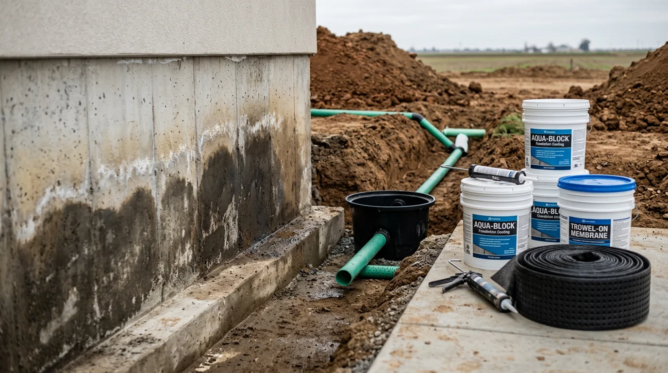 A clean, dry crawl space beneath a Lodi area home after waterproofing work, showing sealed foundation walls and protected floor joists. The space is free of visible moisture, mold, or standing water.